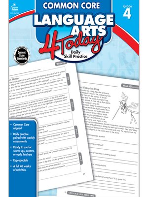 cover image of Common Core Language Arts 4 Today, Grade 4: Daily Skill Practice